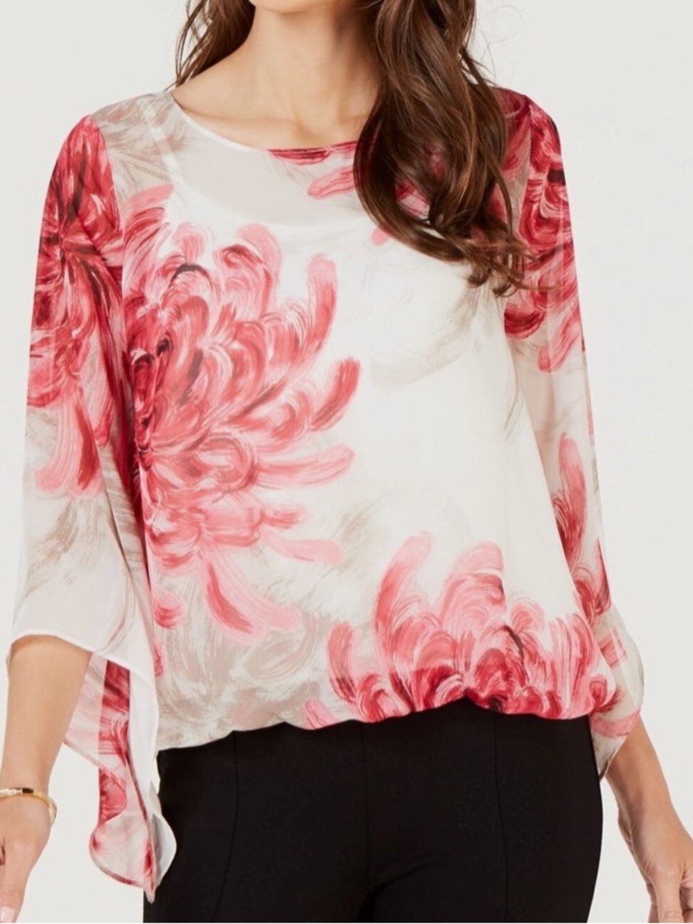 Women’s Petite Floral Angel Bubble Blouse